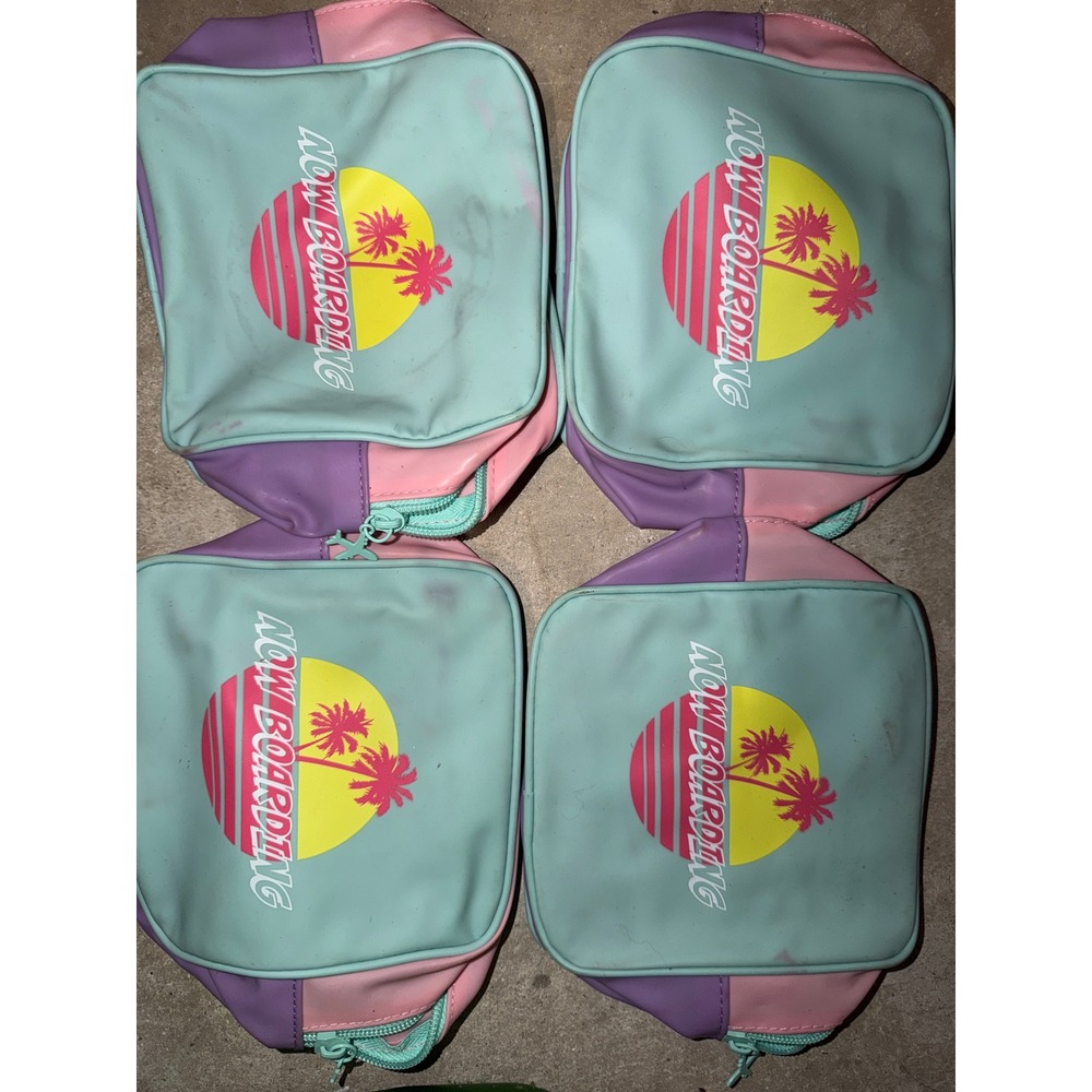 Ipsy Now Boarding Retro Tropical‎ Makeup Bag Set of 4 Pastel Colorblock Pouch
